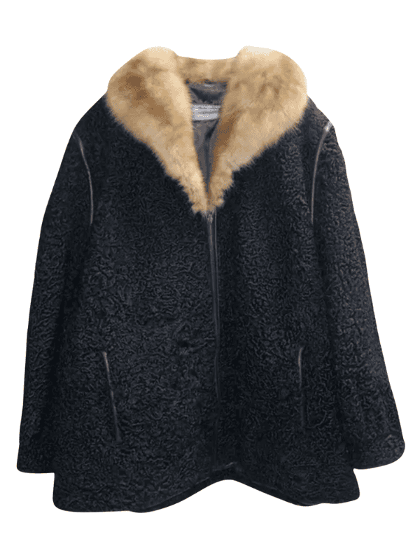 Outwear Leagacy Real Astrakhan Jacket with Cream Mink Fur Collar