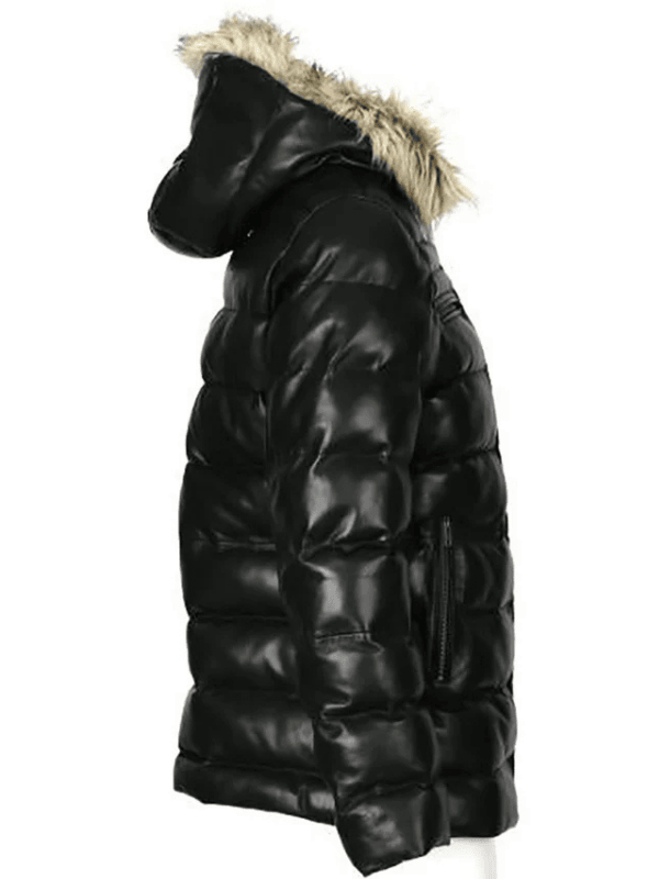 Outwear Legacy Men’s Black Puffer Leather Jacket