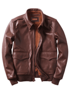 Men’s US A2 Flight Saddle Brown Bomber Jacket