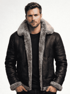 Men’s Black Leather Flying B3 Bomber Jacket