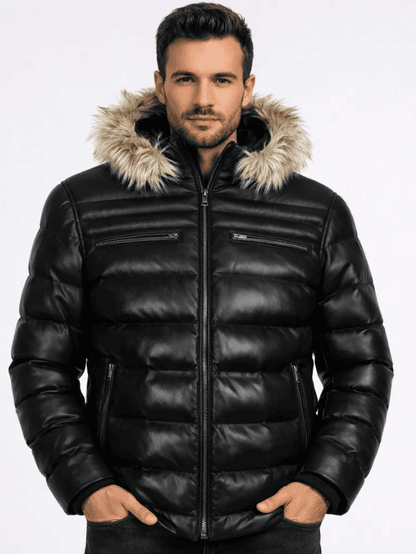 Outwear Legacy Men’s Black Jeremiah Puffer Leather Jacket